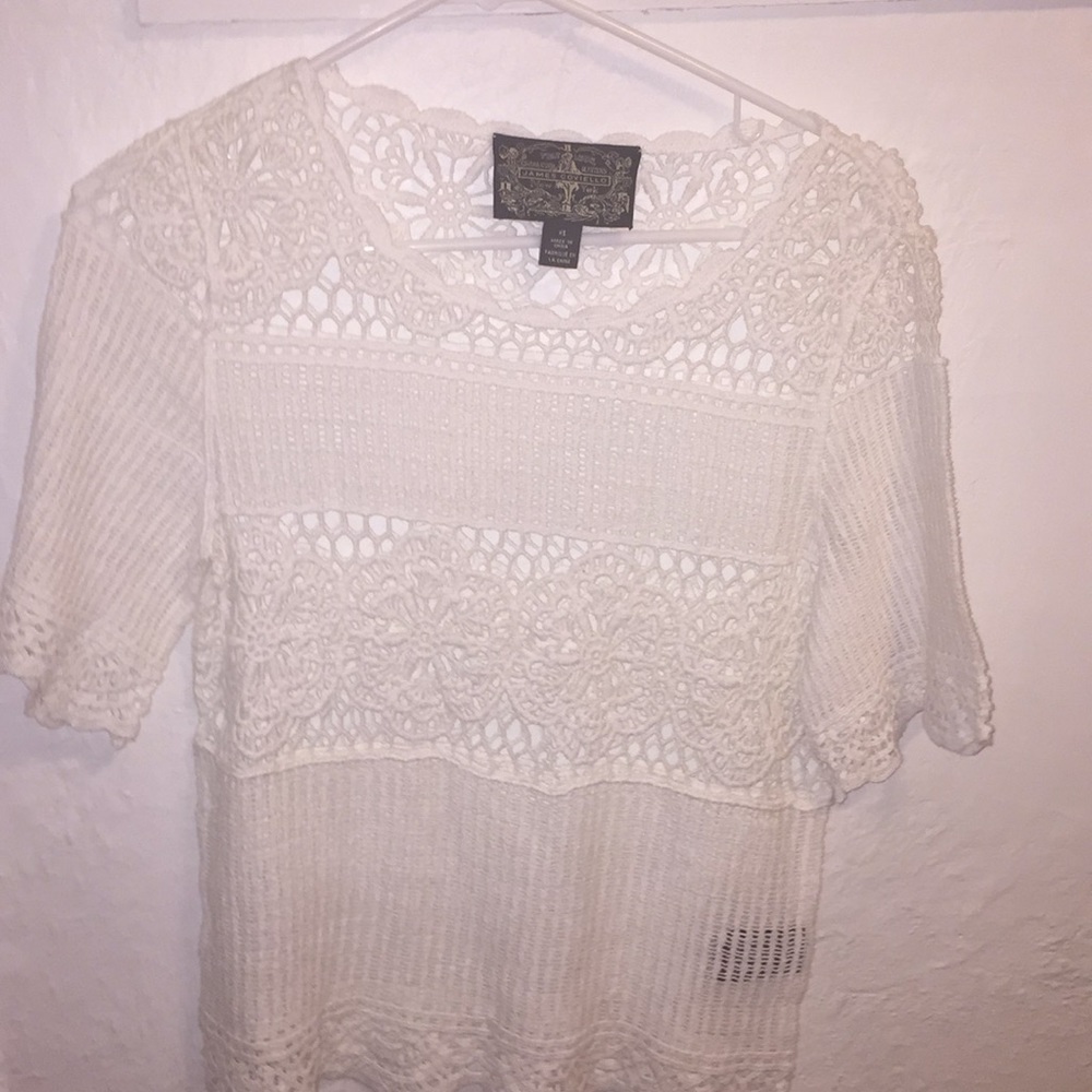 white lace shirt